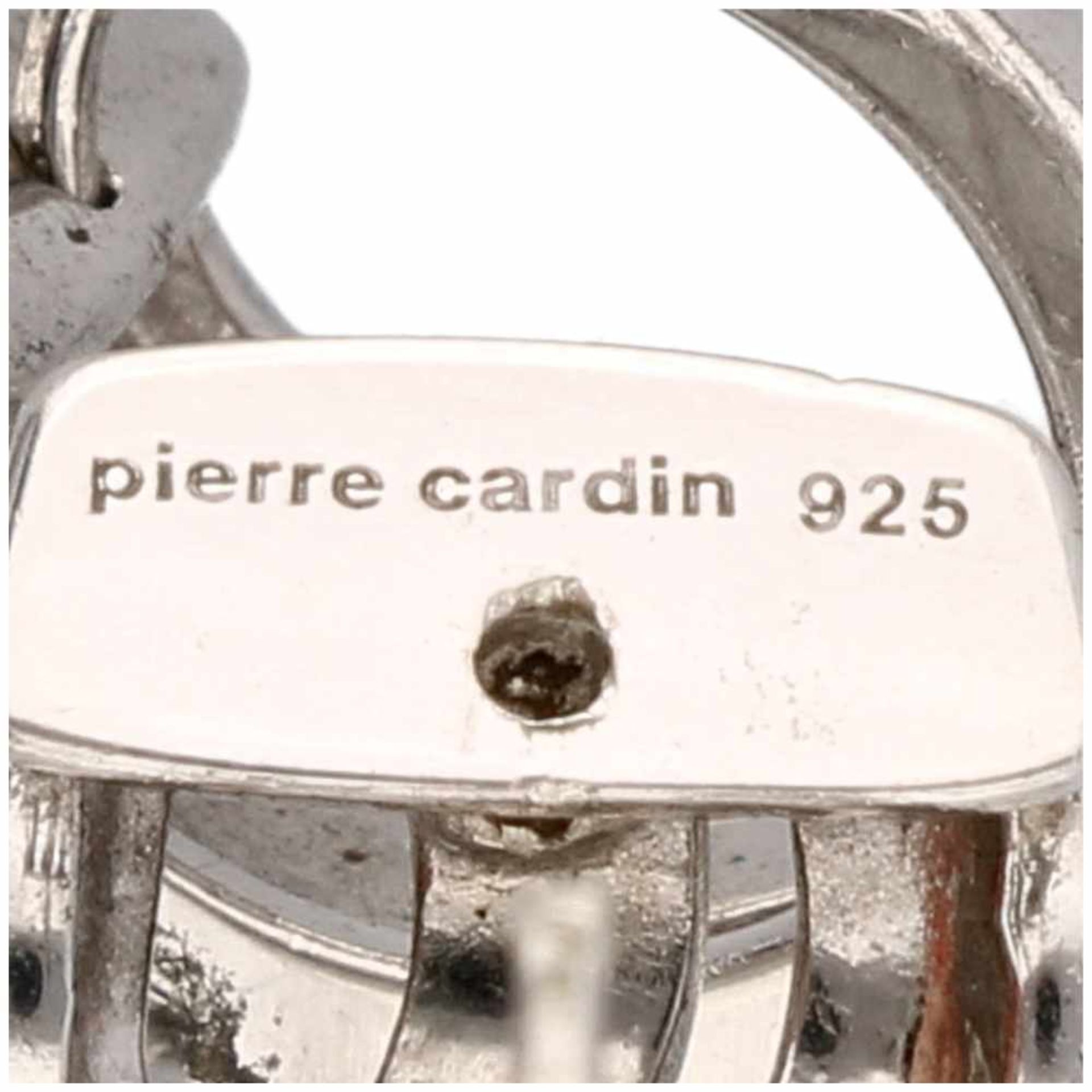 Zilveren Pierre Cardin oorbellen, zirkonia - 925/1000.LxB: 1,6 x 1,5 cm. Gewicht: 11,5 gram.Silver - Bild 3 aus 3