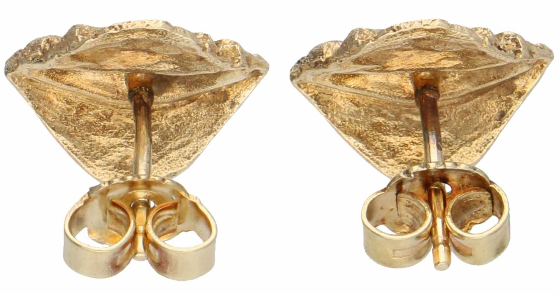Geelgouden design oorbellen - 14 kt.LxB: 1 x 1,2 cm. Gewicht: 2 gram.Yellow gold earrings - 14 kt. - Bild 2 aus 2