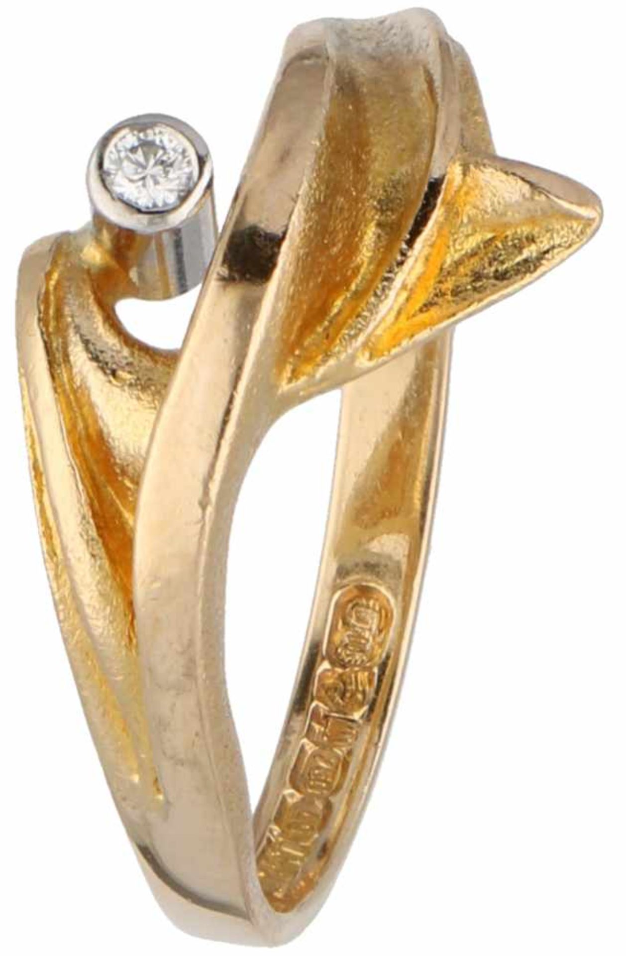 Geelgouden Lapponia ring, ca. 0.02 ct. diamant - 18 kt.1 Briljant geslepen diamant (ca. 0.02 ct.) in