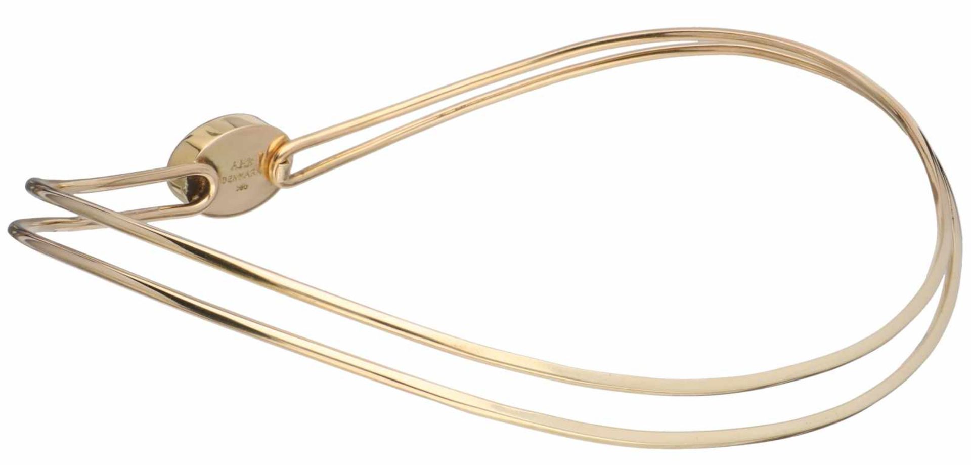 Andreas Mikkelsen geelgouden choker, labradoriet - 14 kt.Denemarken. L: ca. 37 cm. Gewicht: 33,9 - Bild 2 aus 3