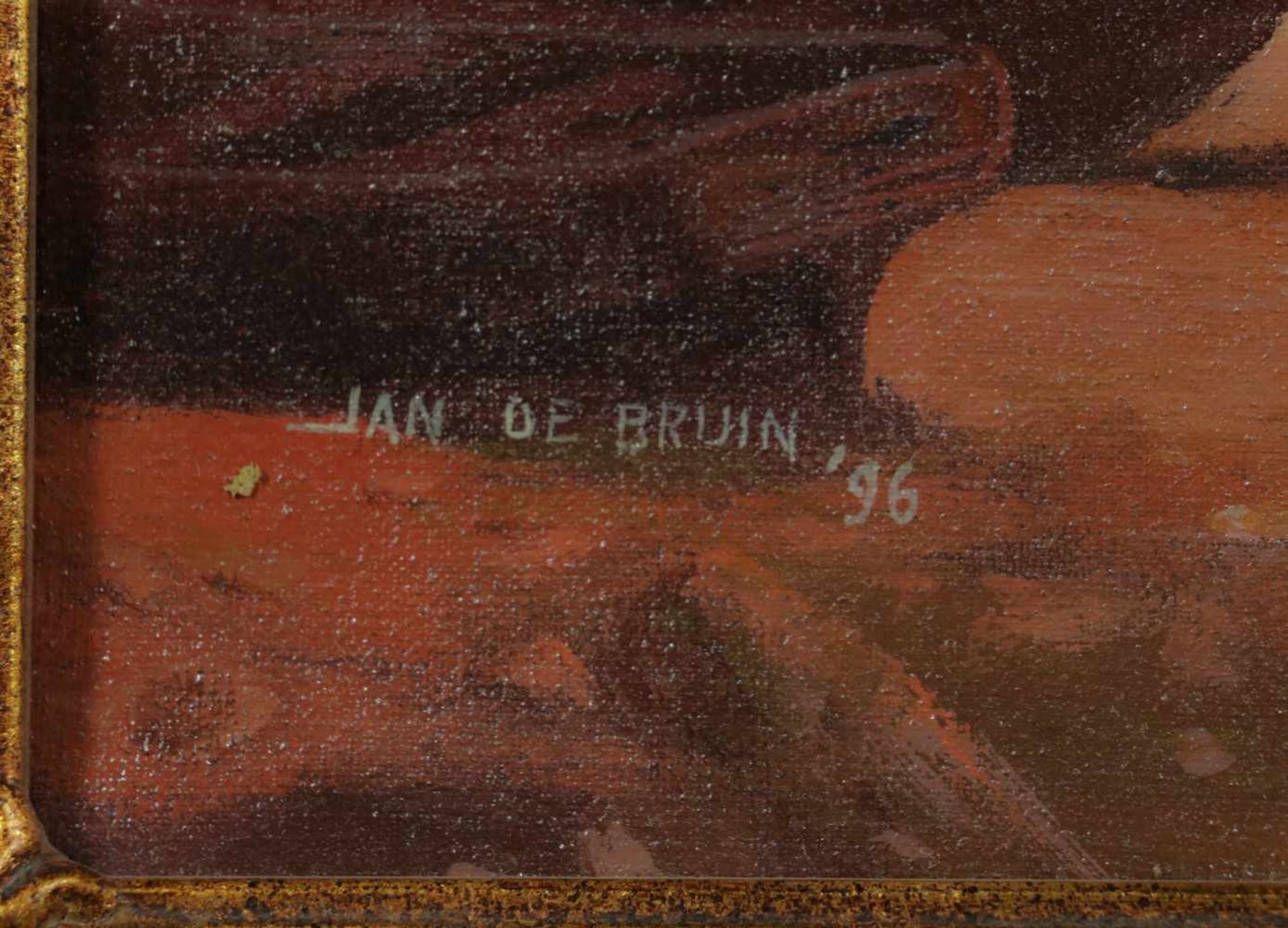 Jan de Bruin, 20e eeuw. Gezicht op een Franse havenstad, gesigneerd en gedateerd '96 linksonder, - Bild 3 aus 4