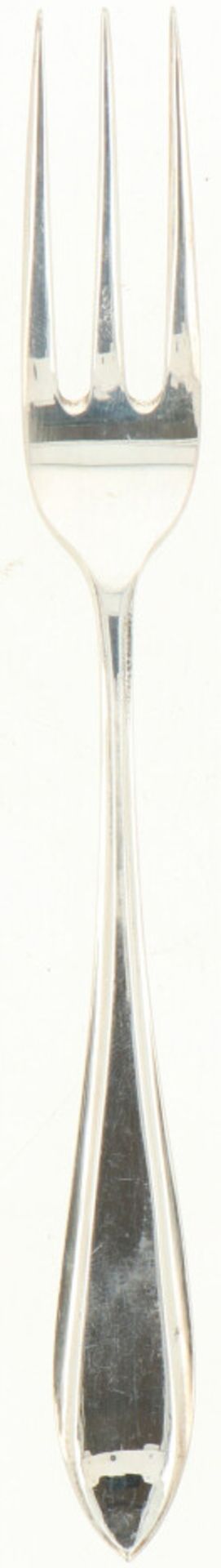 (12) Delige set messen & vorken zilver.Uitgevoerd in Hollands puntfilet waarvan de messen een - Bild 2 aus 5