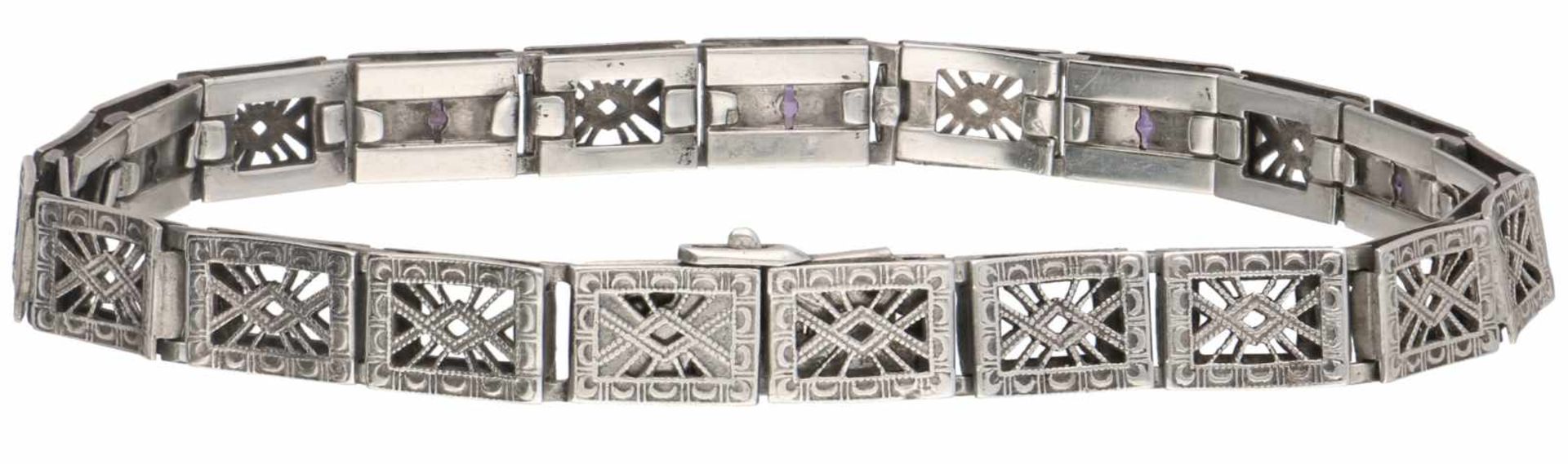 Zilveren filigrain armband, amethist - 925/1000.Keuren: Simmons Pat. Apld For, sterling. Met - Bild 2 aus 2