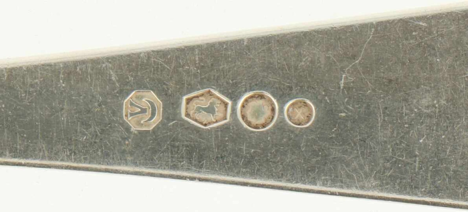 (2) Delige set opscheplepels zilver.Model : "HAAGS LOFJE". Nederland, Voorschoten, Zilverfabriek - Bild 4 aus 4