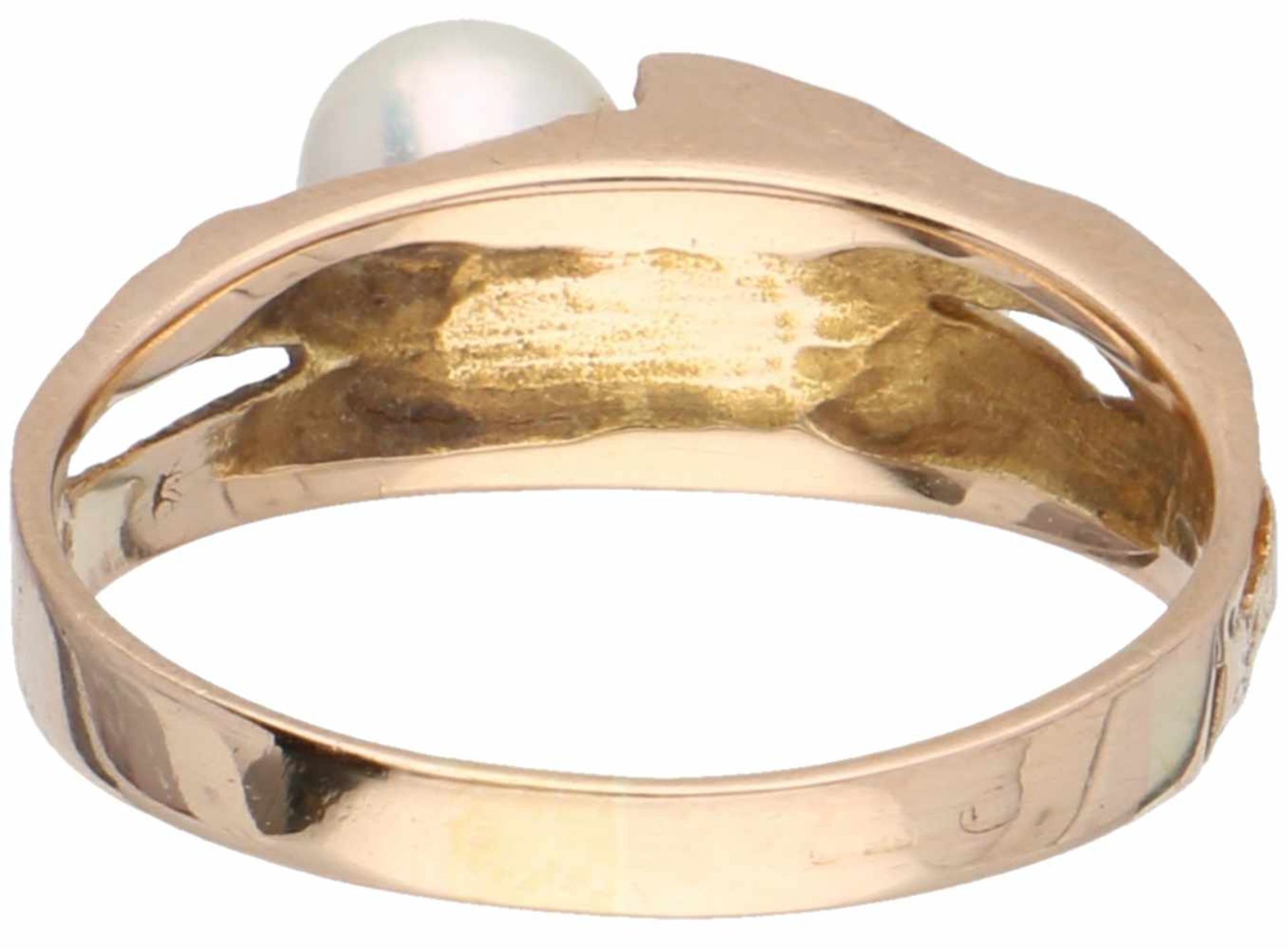 Roségouden Lapponia Whisper ring, parel - 14 kt.Designer: Björn Weckström. Ringmaat: 17,75 mm. - Bild 3 aus 3