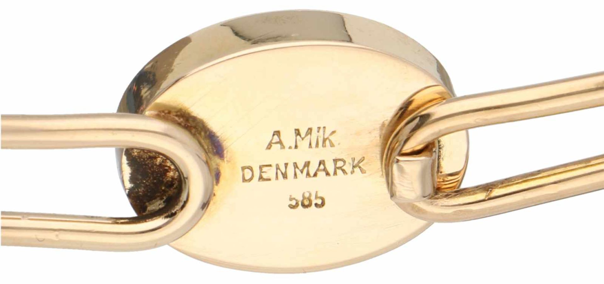 Andreas Mikkelsen geelgouden choker, labradoriet - 14 kt.Denemarken. L: ca. 37 cm. Gewicht: 33,9 - Bild 3 aus 3