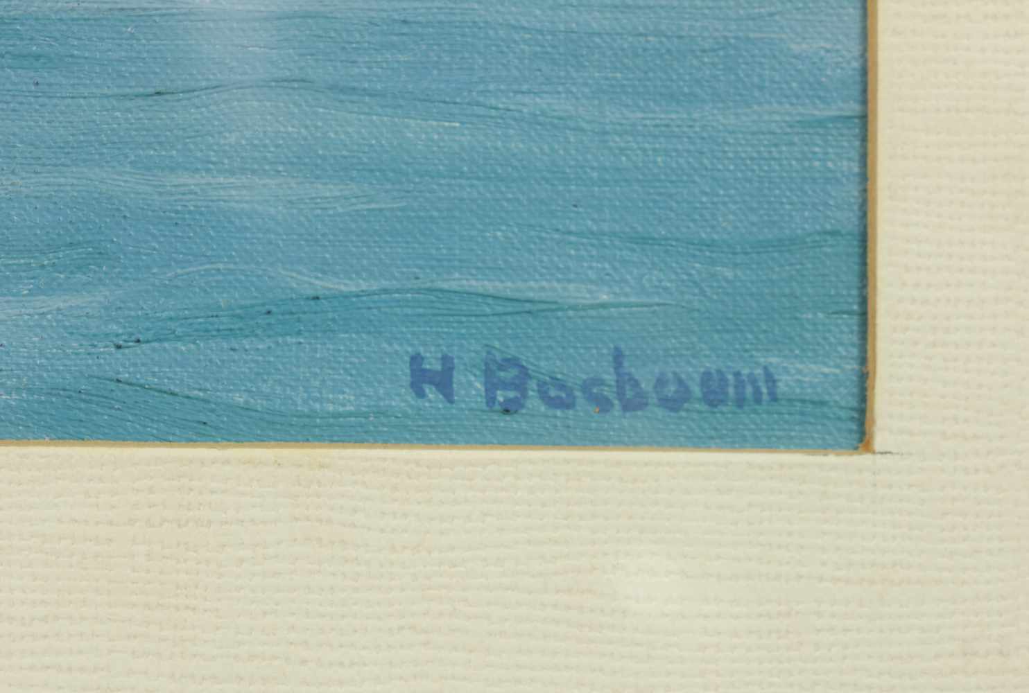 H.Bosboom, Gezicht op een schip voor de kust. - Image 3 of 4