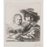 Naar Rembrandt Harmensz. Van Rijn (Leiden 1606 - 1669 Amsterdam), Zelfportret met Saskia, 1636.