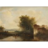 Johannes Warnardus Bilders (Utrecht 1811 - 1890 Oosterbeek, Renkum), Vissers bij een ruine.