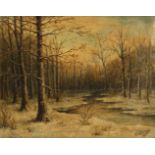J. Jenezon, 20e eeuw, Een boslandschap in de winter.