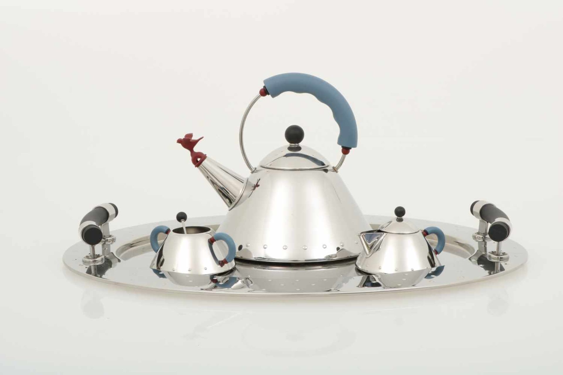 Michael Graves (Indianapolis 1934 - 2015 Princeton), een (4) dlg. theeservies, Alessi, Italië, 20e