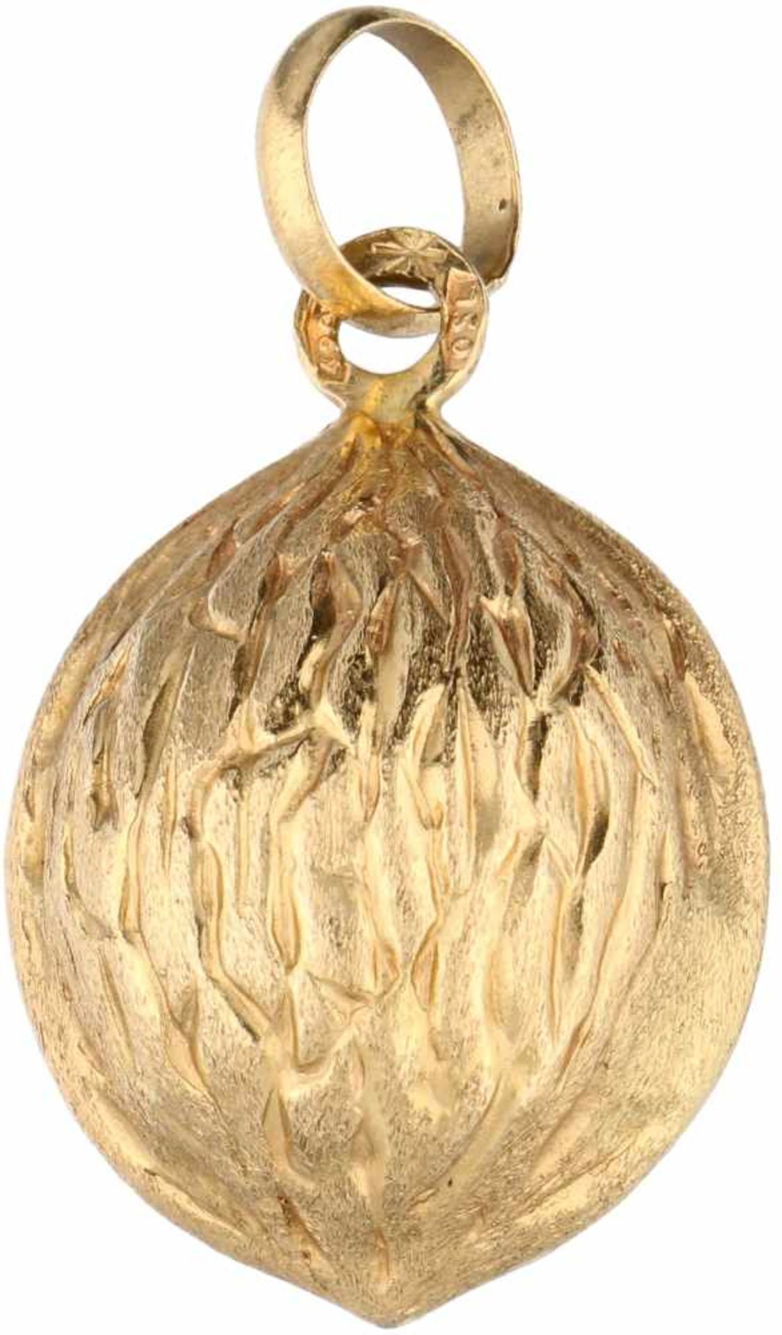 Geelgouden walnoot hanger - 18 kt.