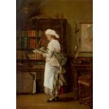 John.D. Stevens (1793 - 1868). Een dienstmeisje in de bibliotheek.