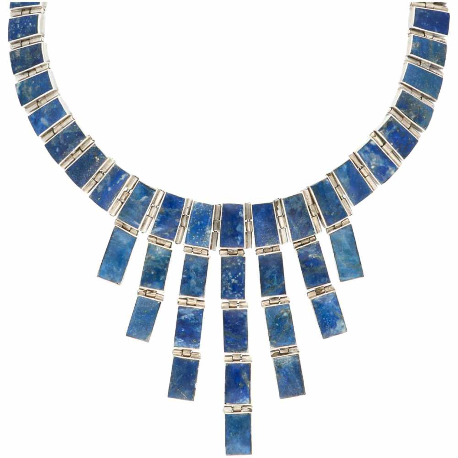 Zilveren collier, met lapis lazuli - 925/1000.