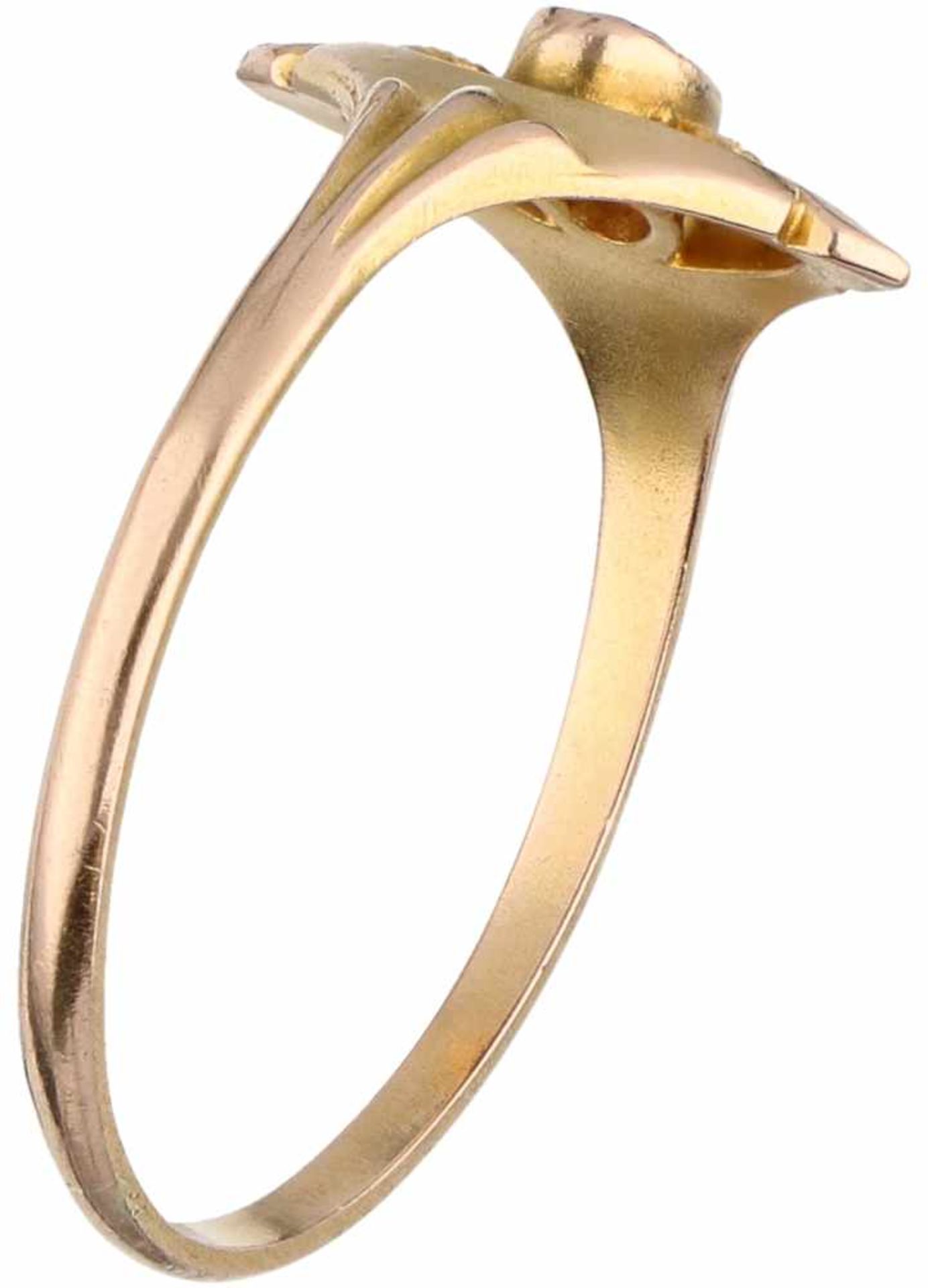 Geelgouden ring, met glas - 14 kt. - Bild 2 aus 3
