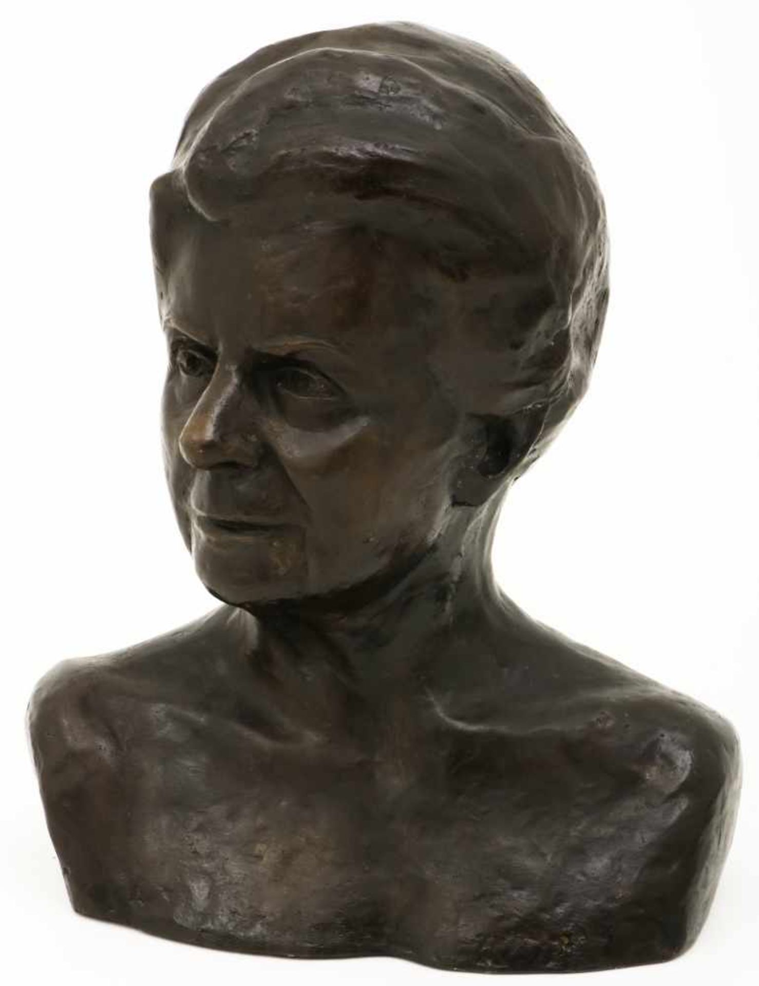 Een bronzen buste van een man, gesigneerd Pejé, 20e eeuw.