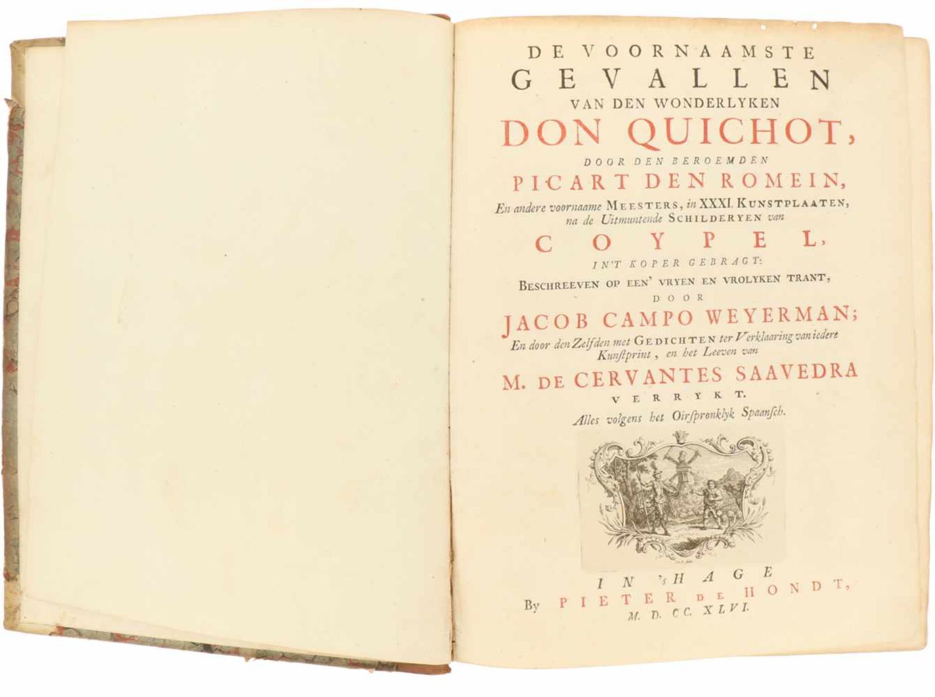 Miguel de Cervantes Saavedra. Don Quichot van La Mancha in half lederen band. 1746 - Bild 2 aus 9