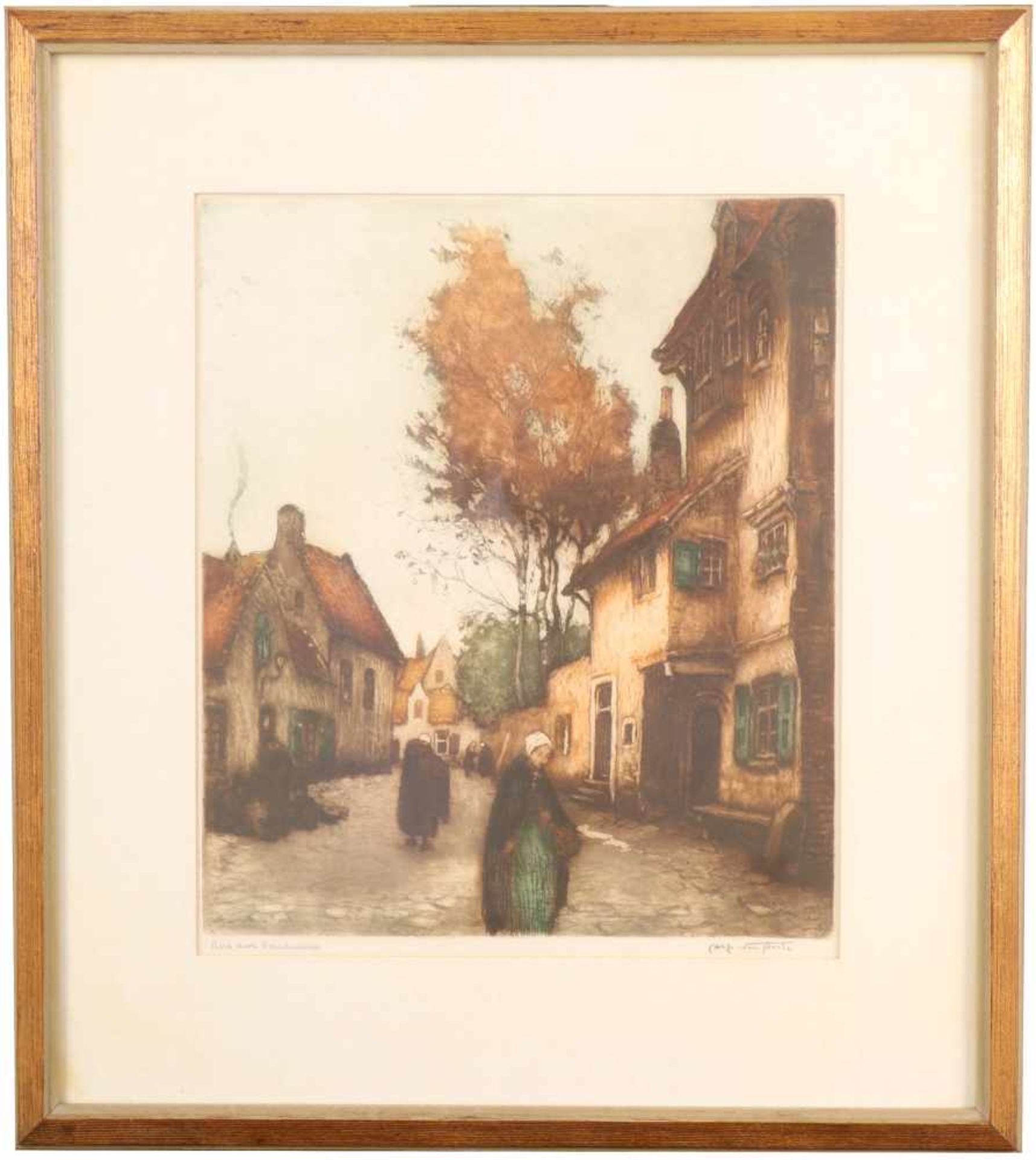 Alphons van Neste (Dottignies Hainaut, Be. 1900 - 1961), Gezicht in Brugge. - Image 2 of 4
