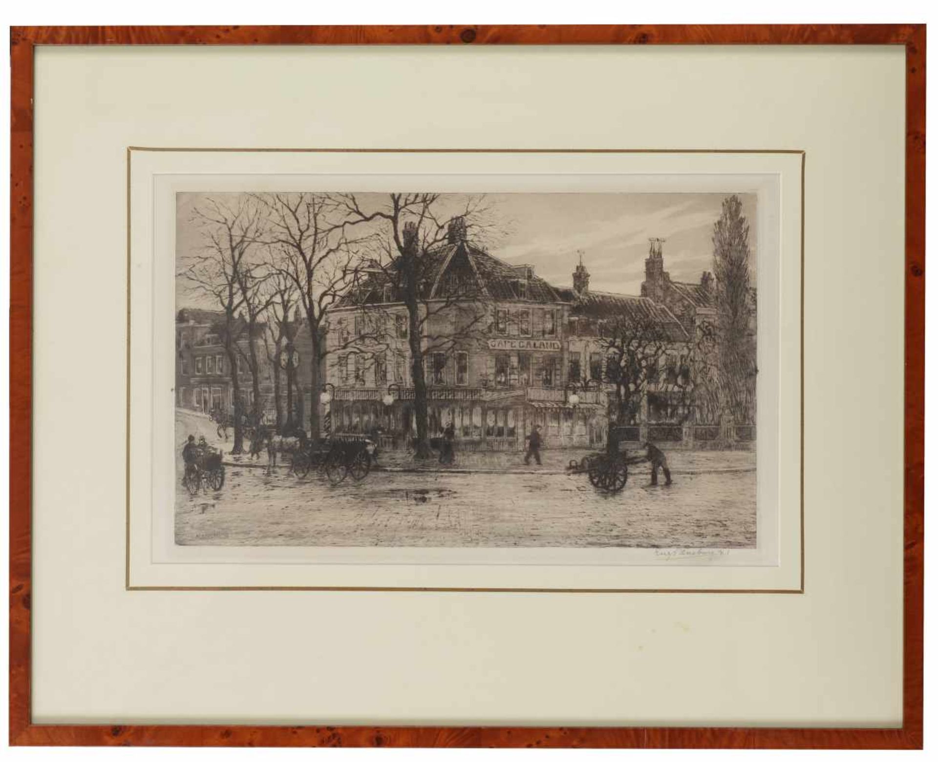 Eugène van Rensburg (Den Haag 1872 - 1956), Koetsjes op de Coolsingel voor Café Caland, Rotterdam. - Bild 7 aus 9