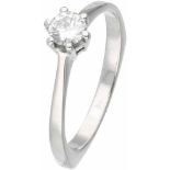 Witgouden solitair ring, met ca. 0.40 ct. diamant - 14 kt.