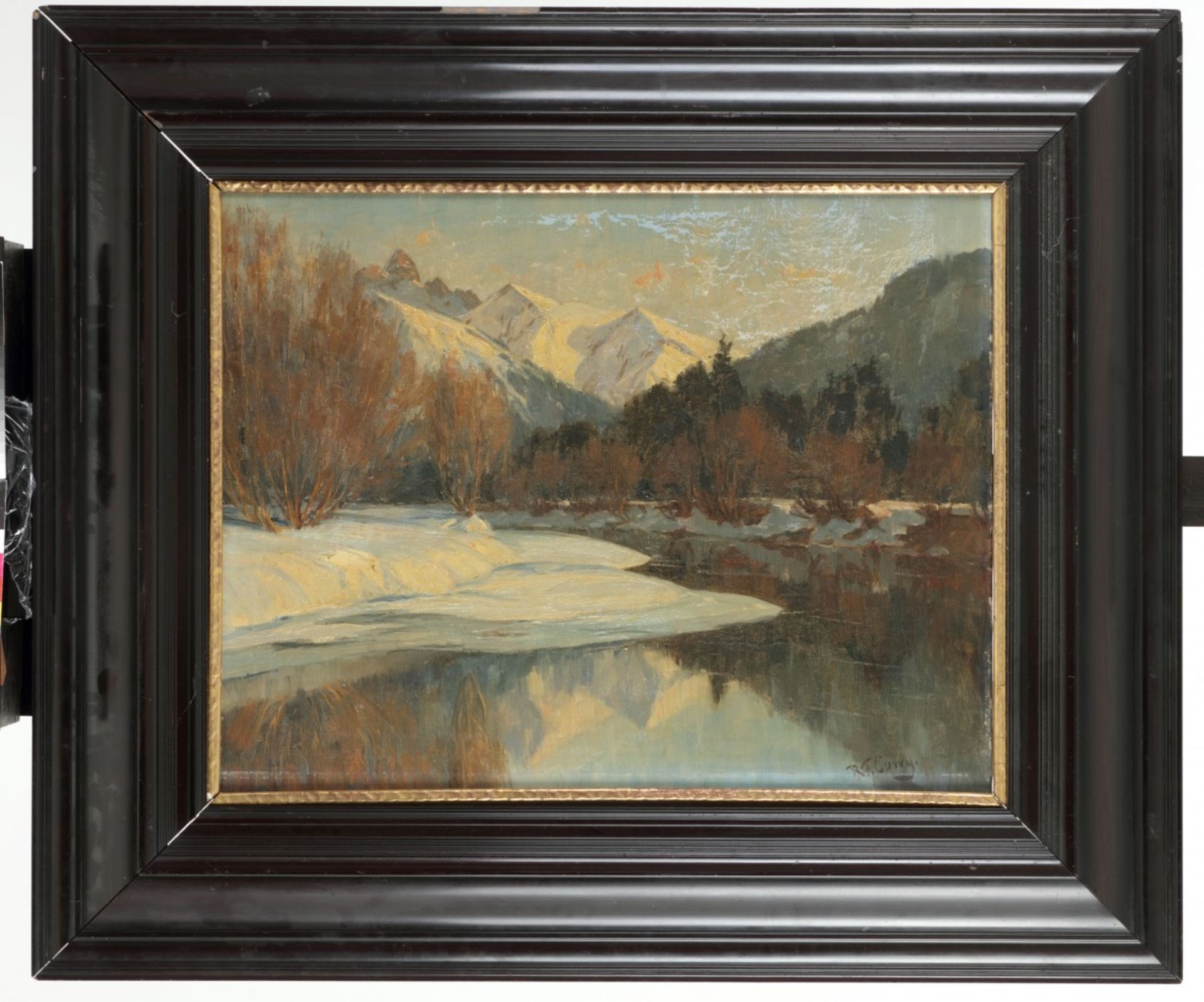 Robert Franz Curry (Boston 1872 - 1945 Riederau am Ammersee, Dui.), Een berglandschap in winter. - Image 2 of 4