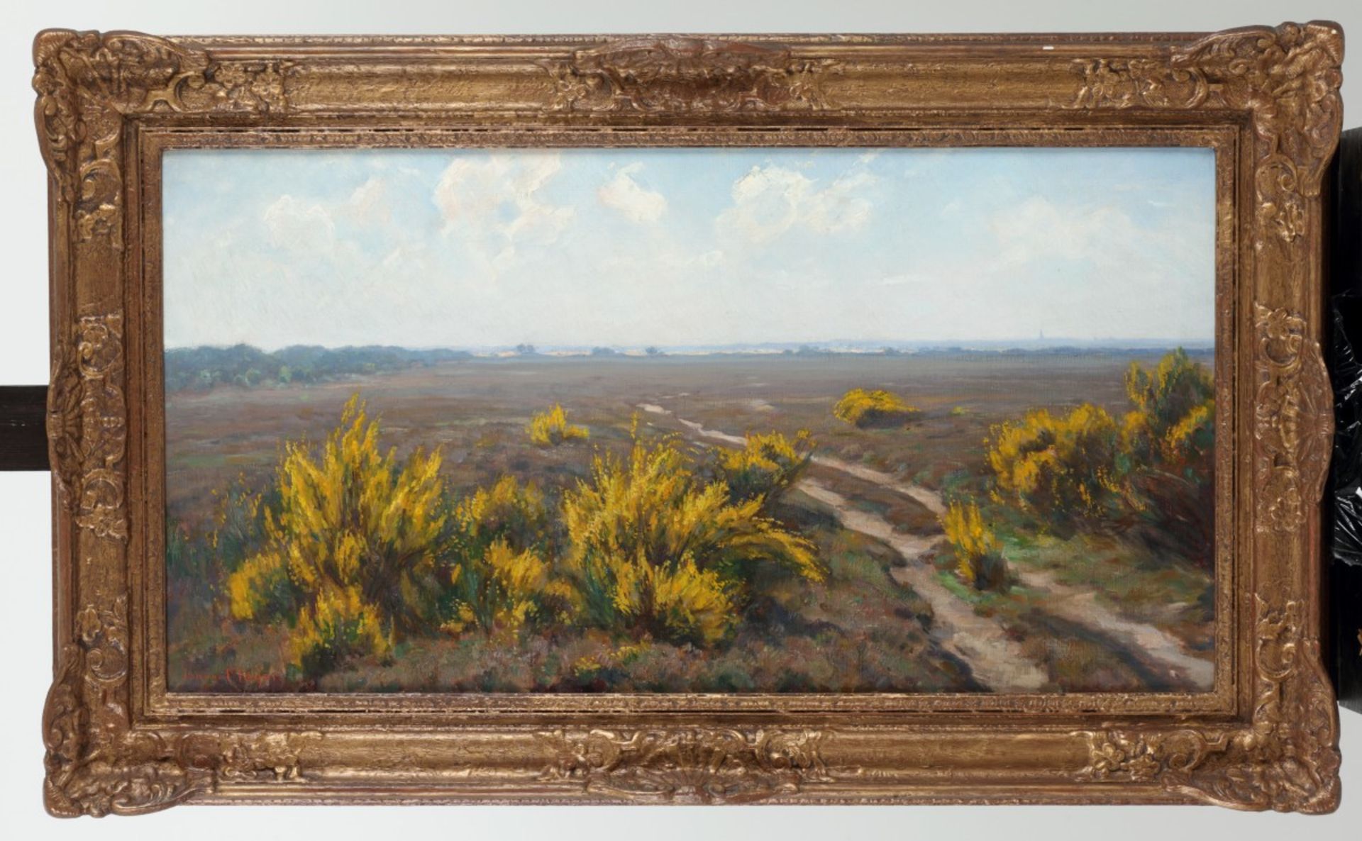 Johan Meijer (Zwolle 1885 - 1970 Laren), Bloeiende brem op de heide bij Blaricum - Image 2 of 4