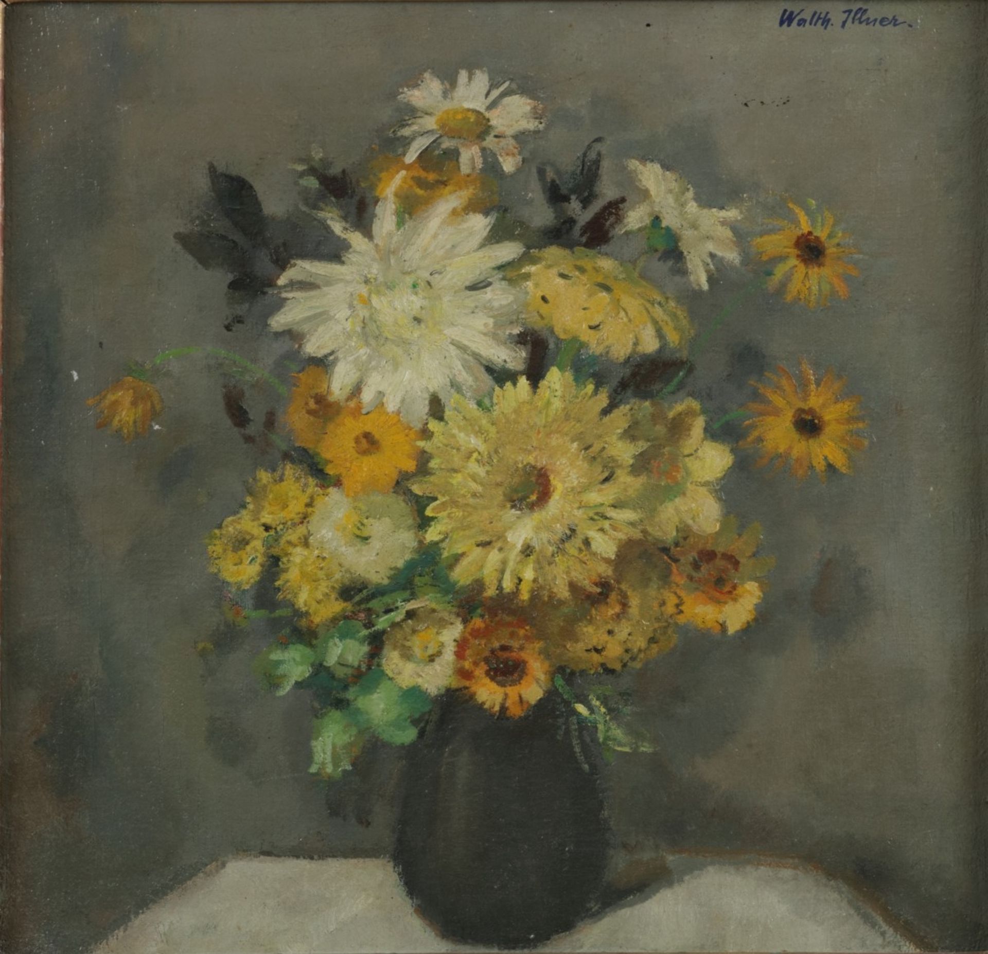 Walther Illner(1874-?), stilleven van bloemen.