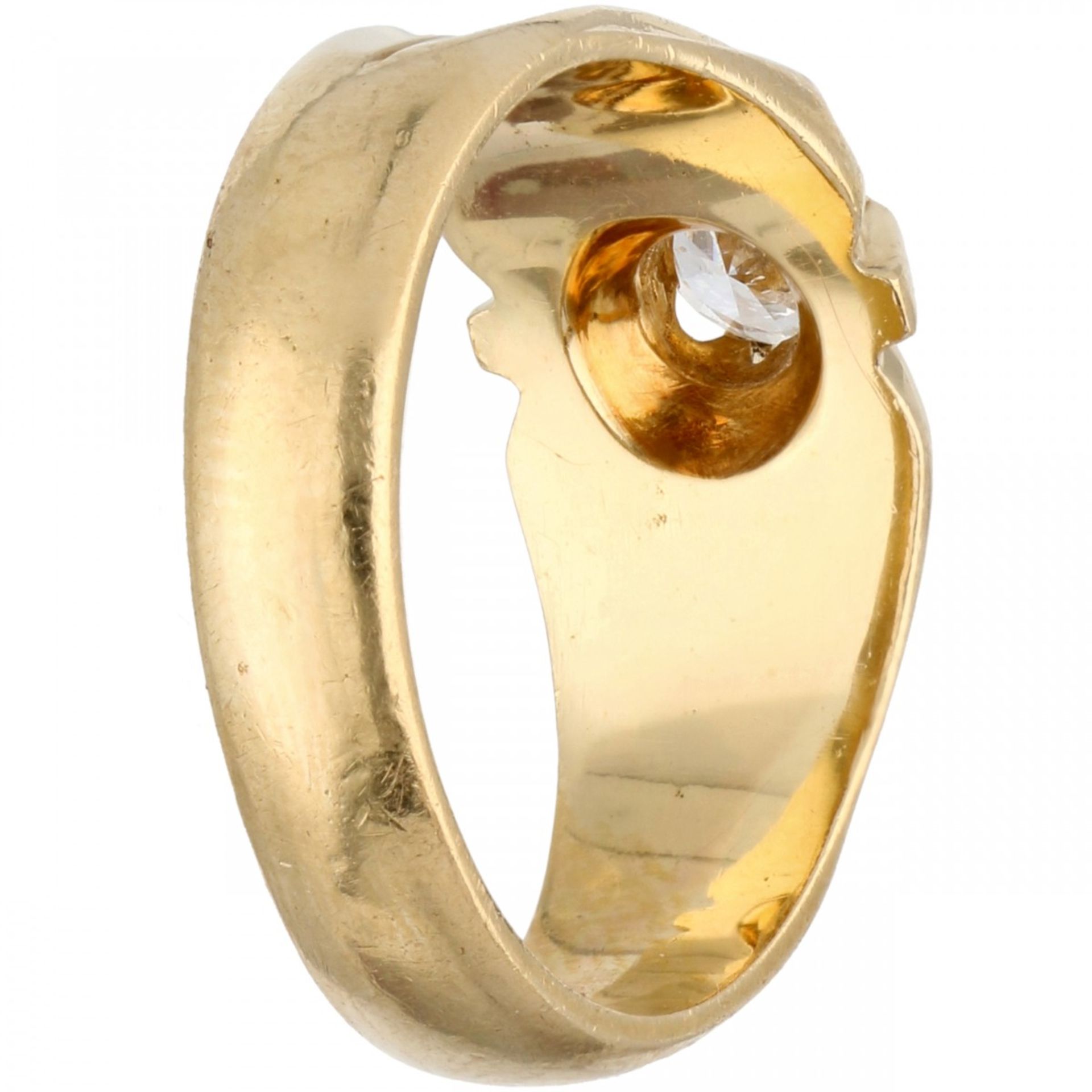 Geelgouden solitair ring, met ca. 0.40 ct. diamant - 18 kt. - Image 2 of 3