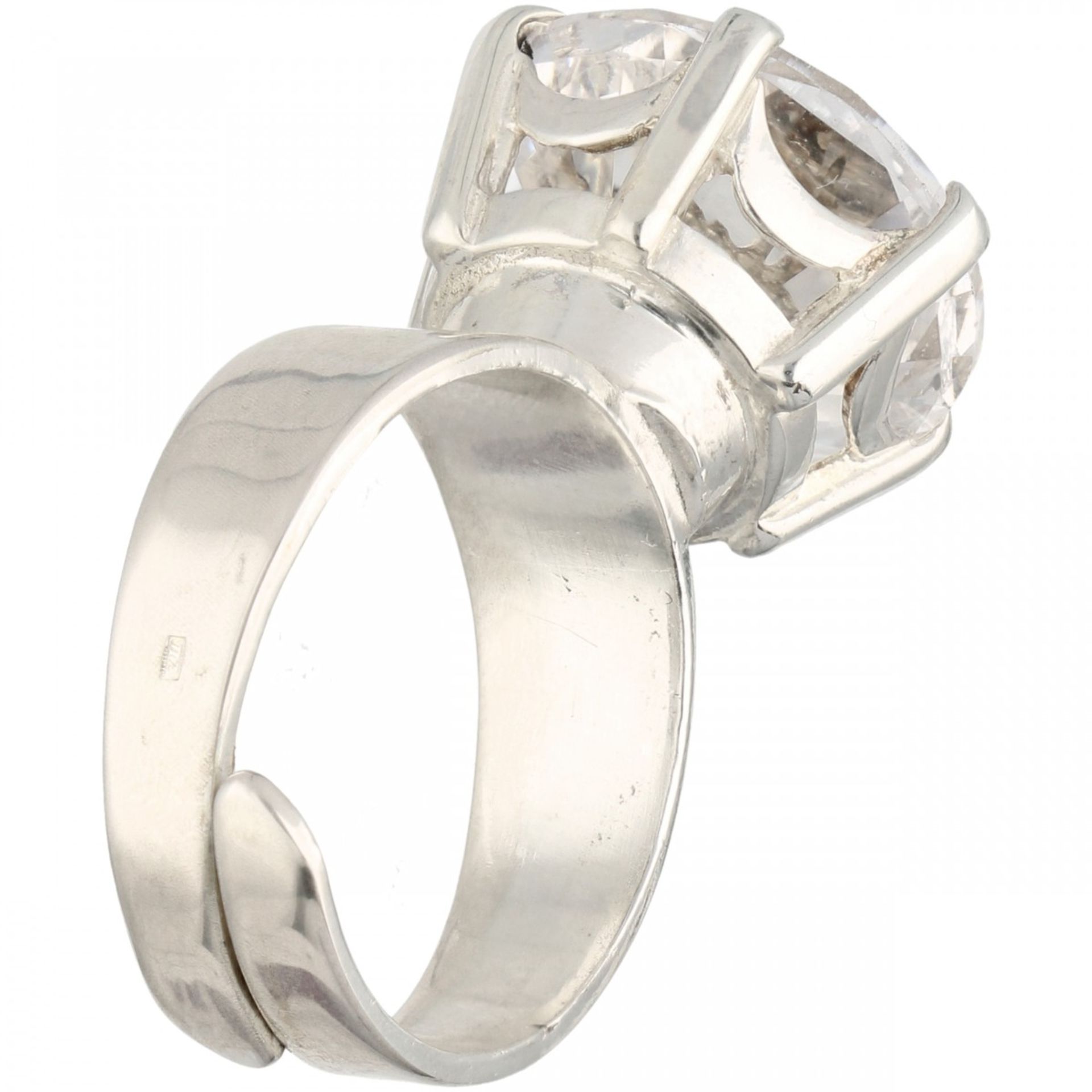 Zilveren Alton solitair ring, met bergkristal - 830/1000. - Image 3 of 4