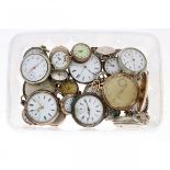 Lot (25) zakhorloges zilver - Heren en dames.