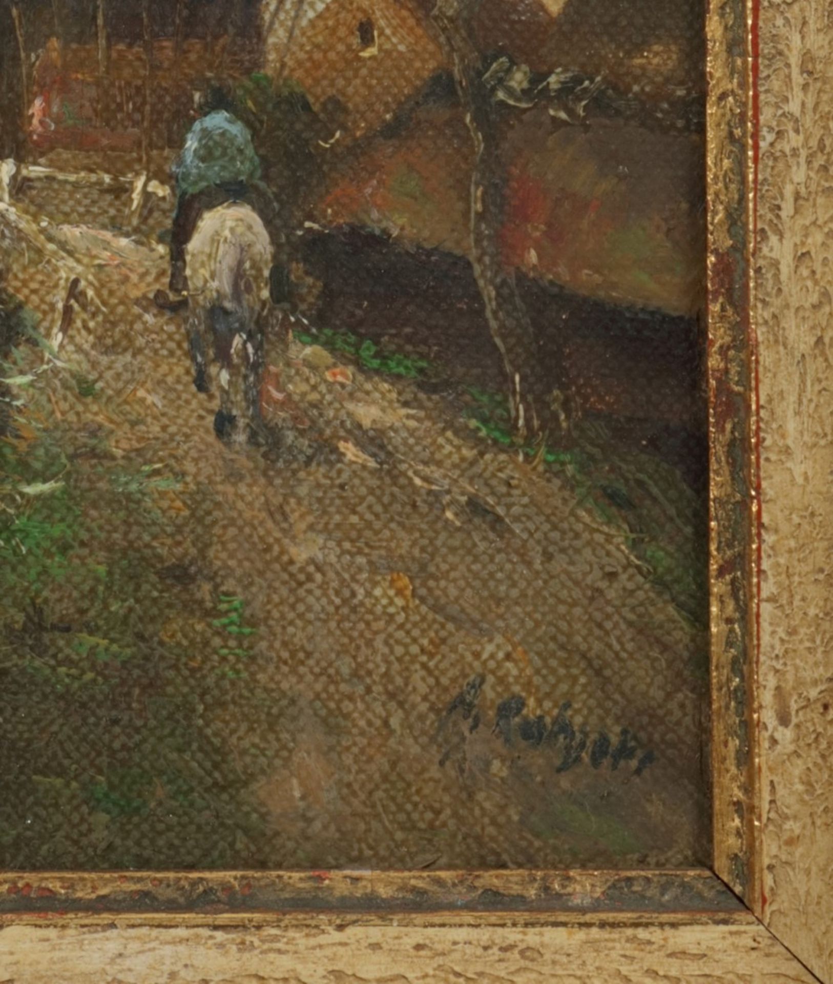 Naar Jacob Maris, 20e eeuw. Landschap met man op paard bij molen. - Image 3 of 4