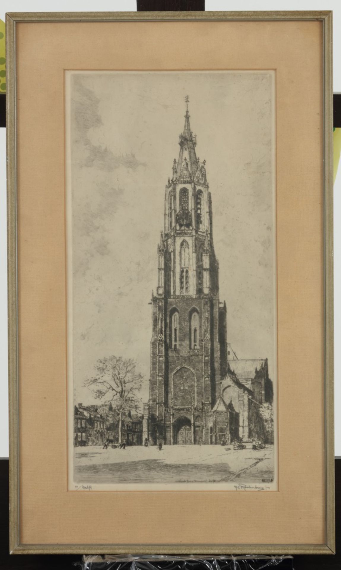 Een convoluut van twee etsen en een reproductie voorstelellende De Oude Delft te Delft, De Kerktoren - Bild 2 aus 7