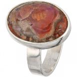 Zilveren design ring, met boulder opaal - 925/1000.