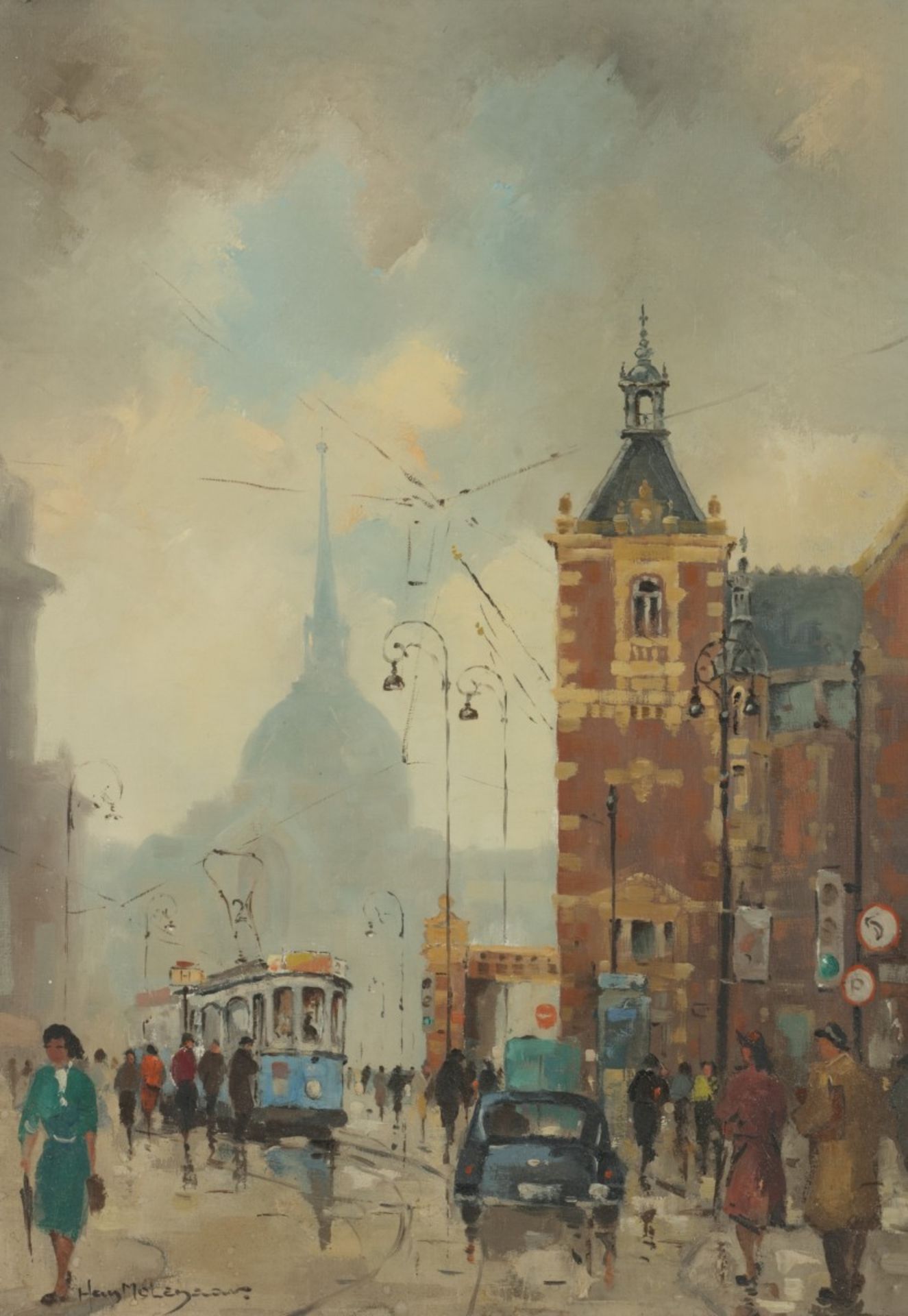 Heinrich August Molenaar (Kochel am See, Du. 1909 - ca. 1969 Amsterdam), Een Hollandse straat scene