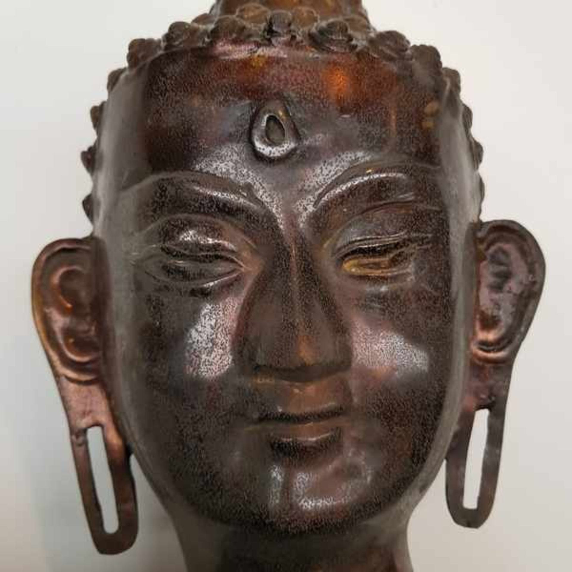 (Aziatica) Boeddha Chiang Saen ThailandBronzen Boeddha hoofd Chiang Saen Thailand, 20e eeuw. - Bild 5 aus 6