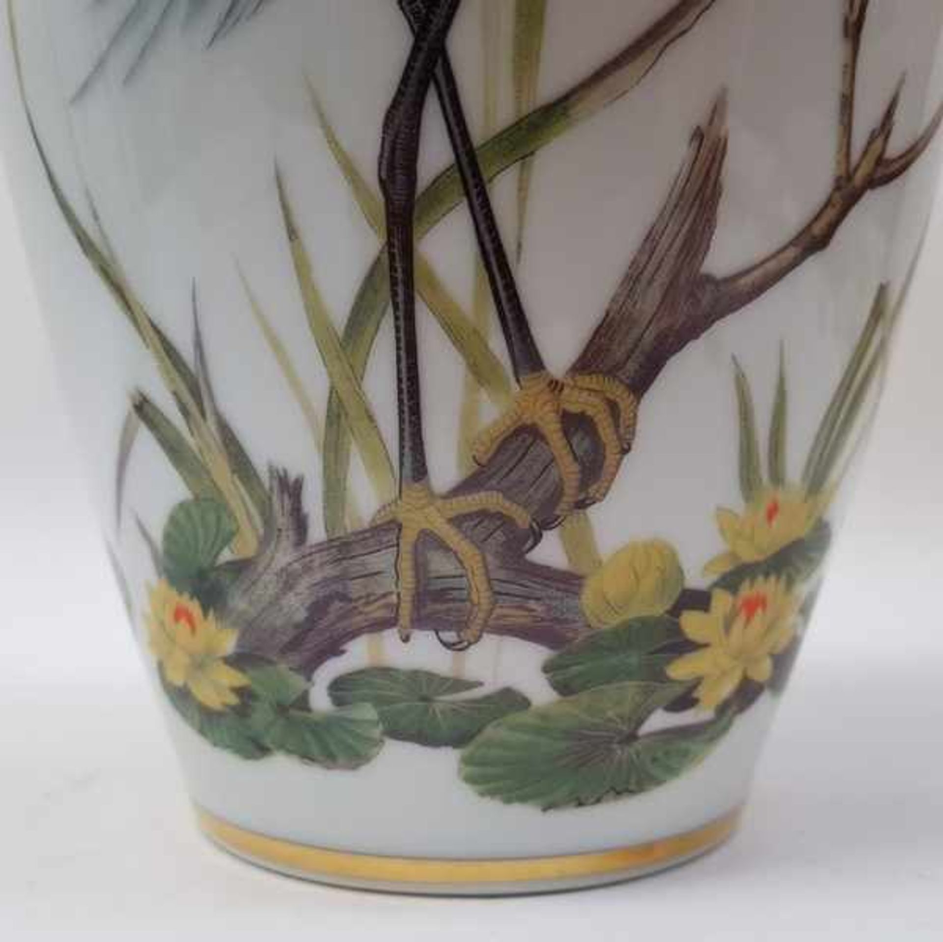 (Curiosa) Porseleinen vazen "Lente boden" en "Zilverreiger tussen waterlelies", Franklin - Image 14 of 15