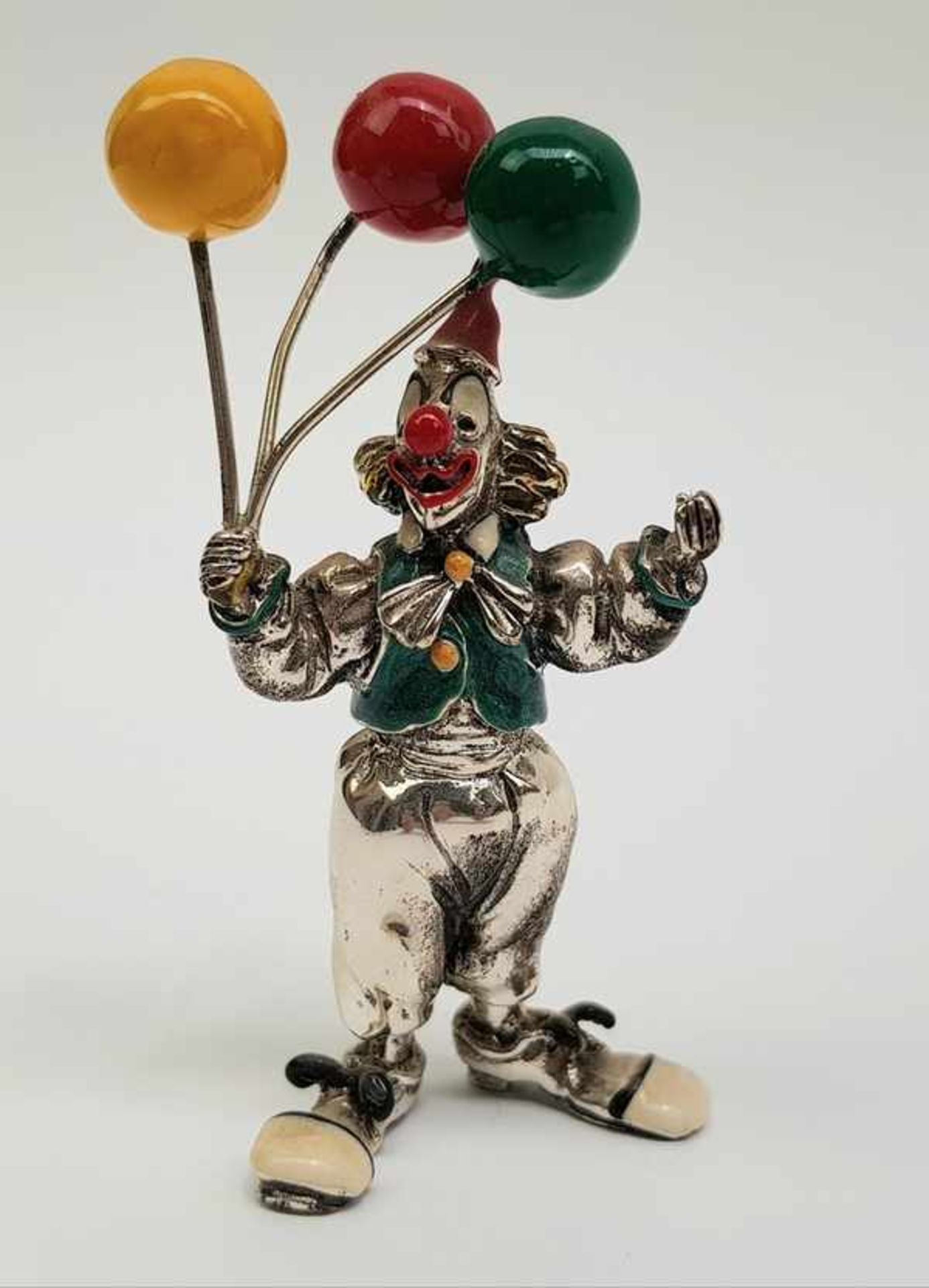 (Design) Zilveren clown met ballonnen, Pietro Sorini & Ilario Casi ItaliëZilveren clown, 925/1000,