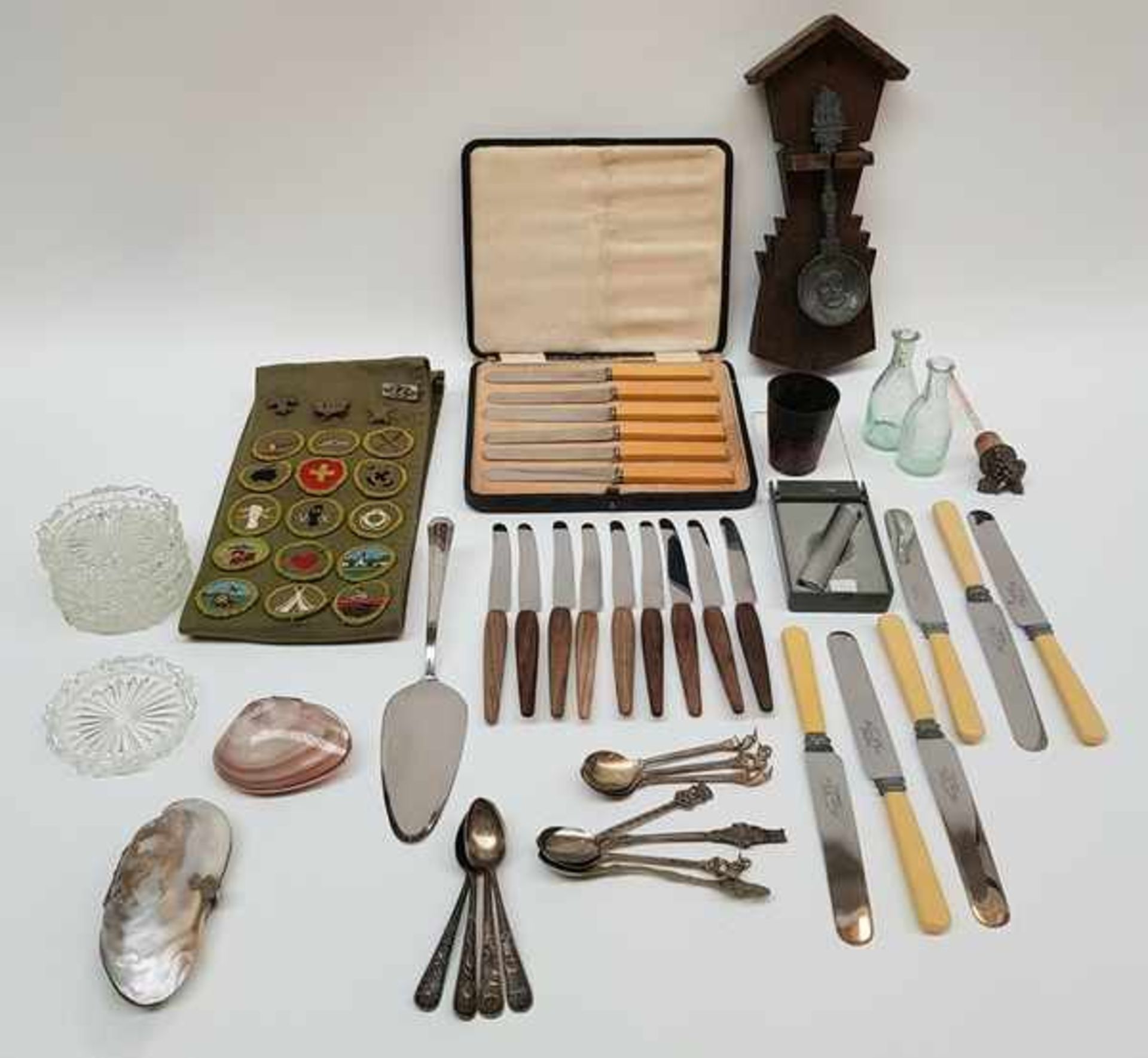 (Curiosa) Curiosa divers lotDivers lot waaronder theelepels, glazen onderzetters, aansteker