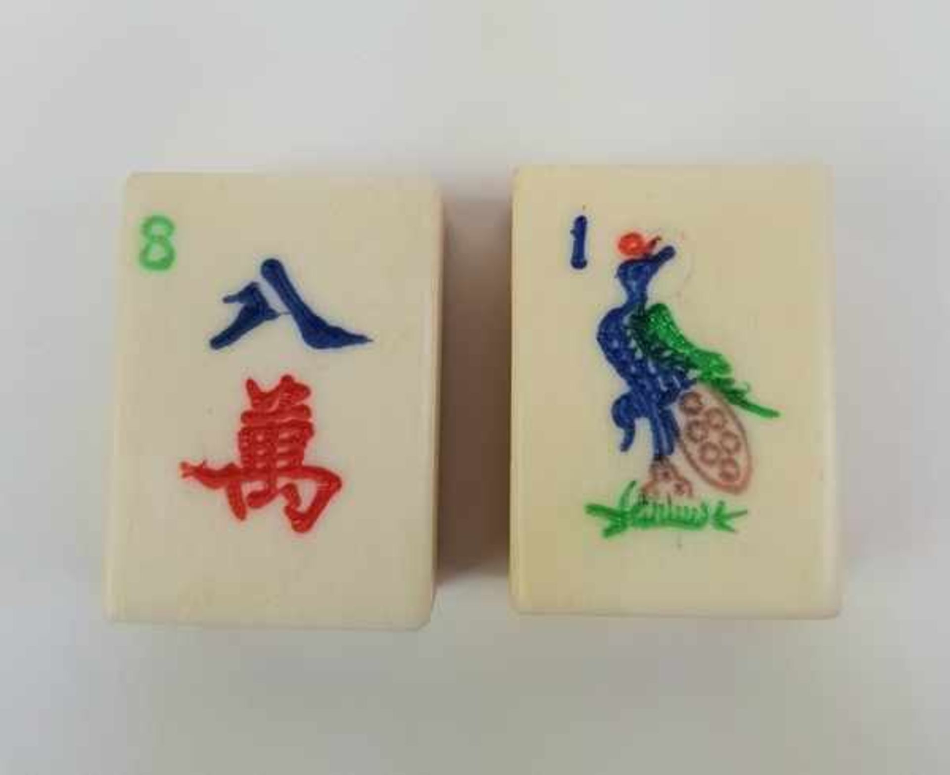 (Aziatica) Mah jongMah jong gezelschapsspel in orginele doos, bamboe stenen en benen rekenstokjes. - Bild 3 aus 6