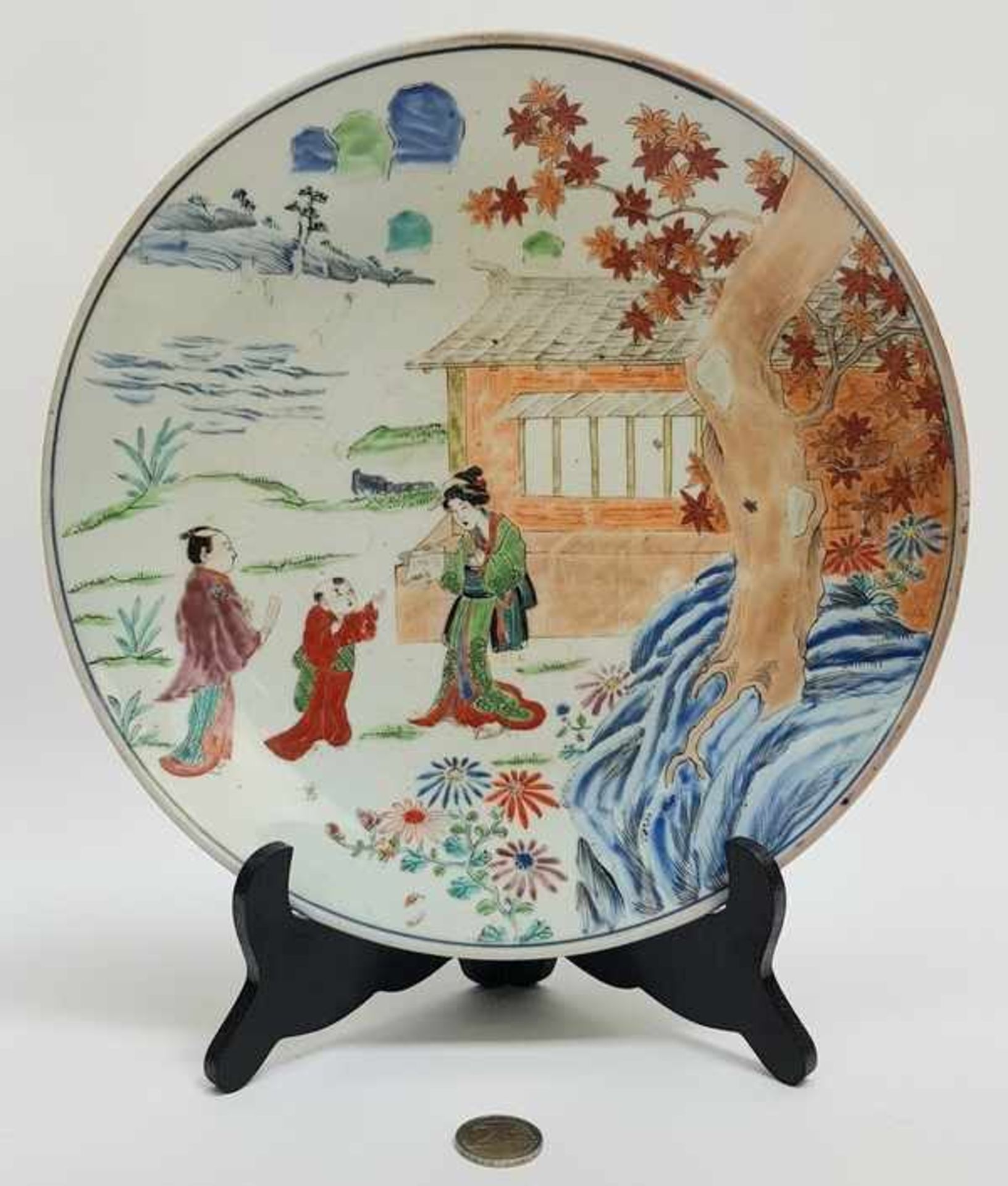(Aziatica) Porseleinen bord, Kutani - Japan - 19e eeuw - Image 2 of 4