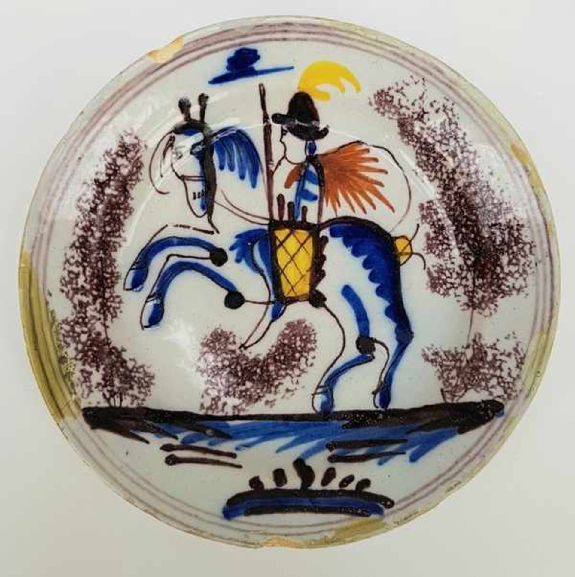 (Curiosa) Majolica schotel en bord - Image 6 of 8