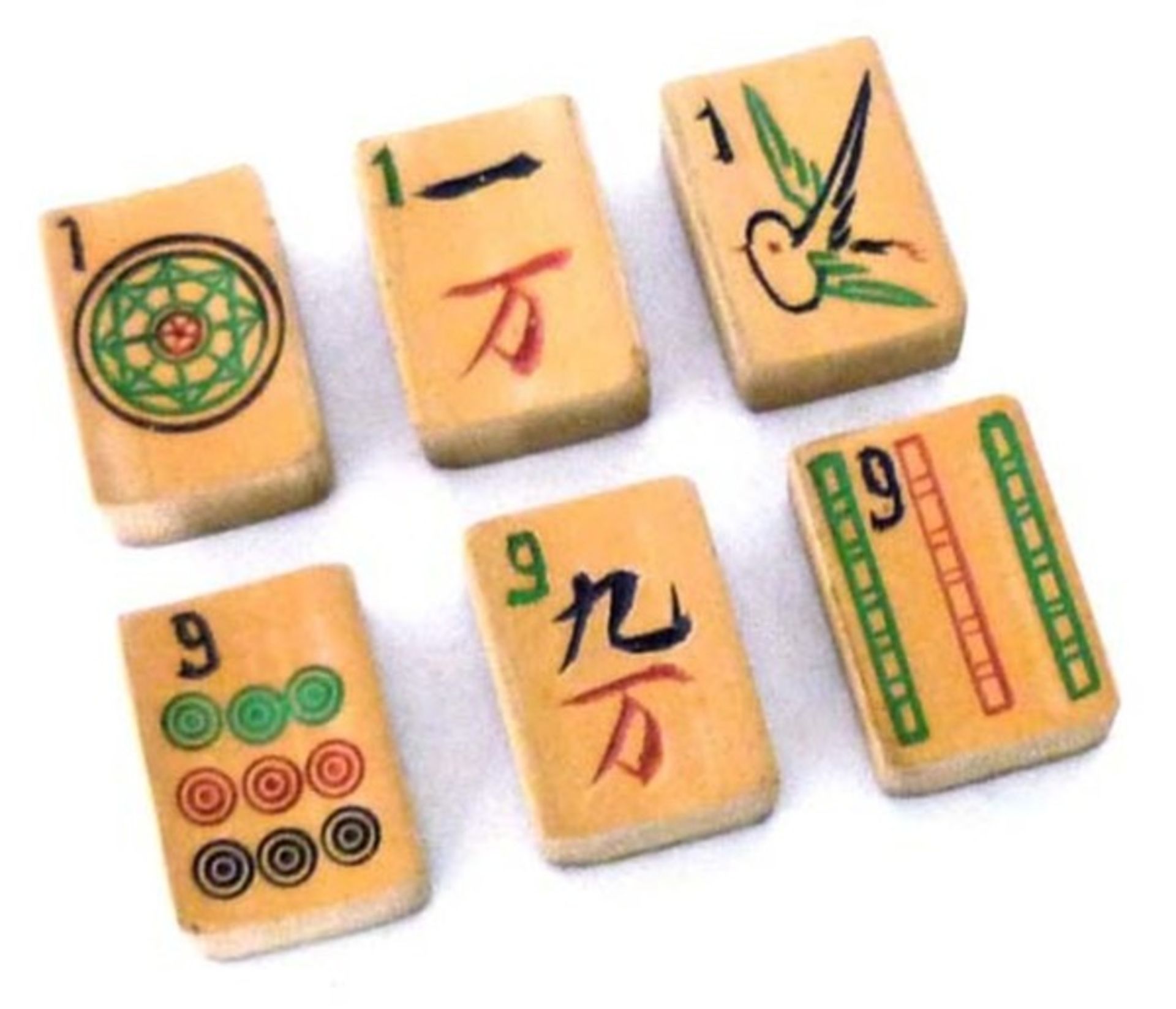 (Mahjong) Mahjong bamboe, langwerpig veelkleurige doos, ca. 1924 - Bild 4 aus 9