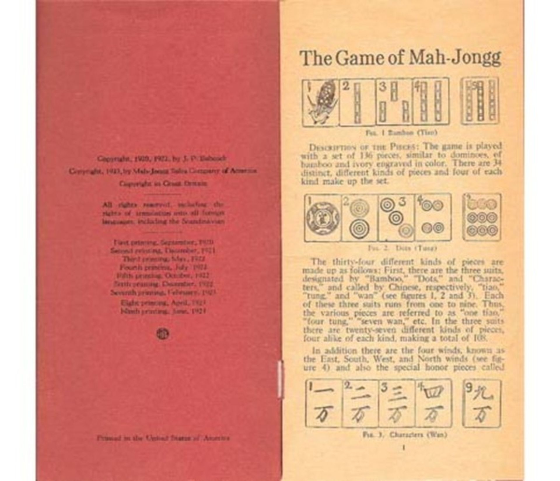 (Mahjong) Mahjong VS, The complete ancient and fascinating Chinese game, ca. 1924 - Bild 4 aus 13