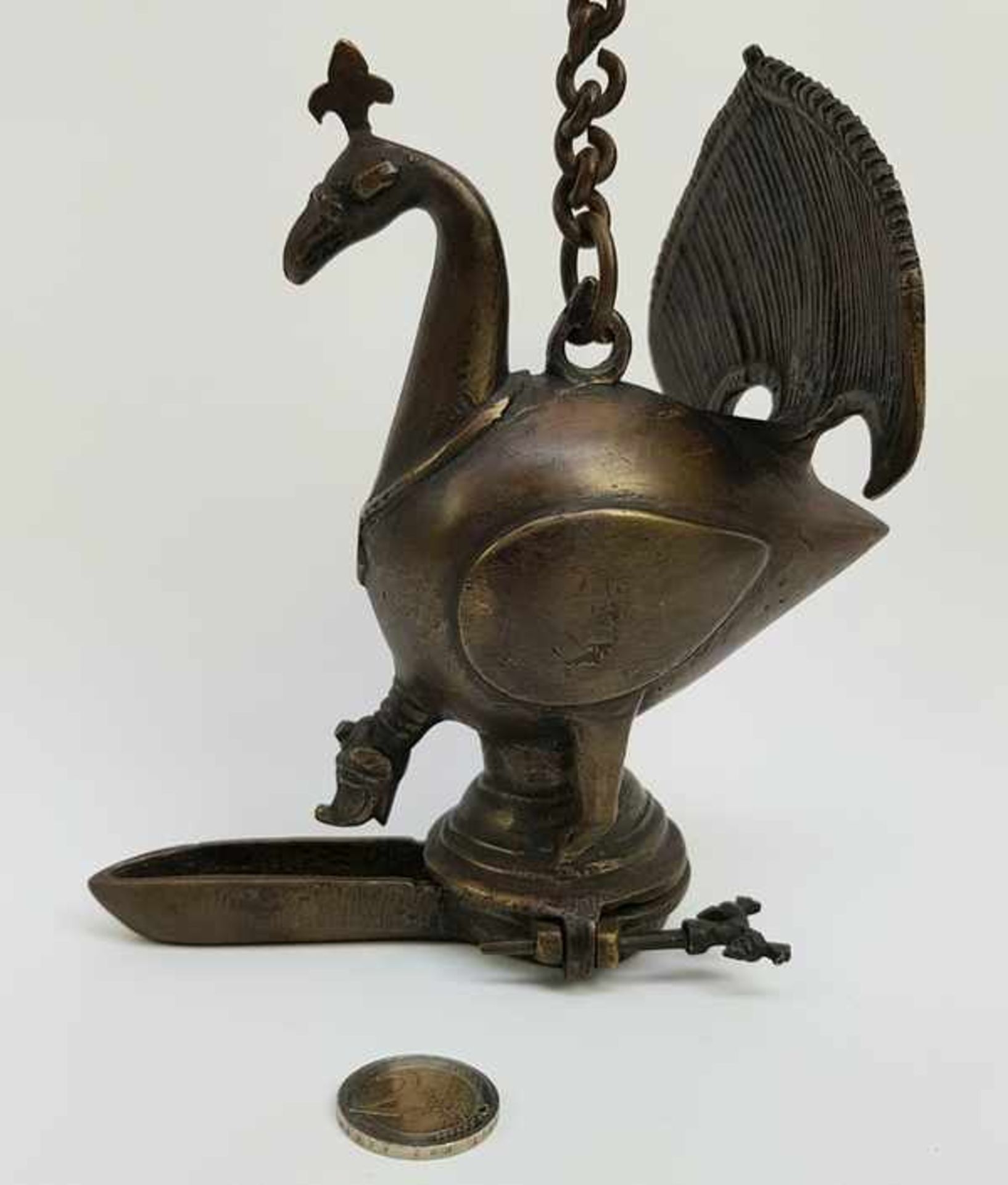 (Aziatica) Bronzen olielamp pauw - Bild 2 aus 9