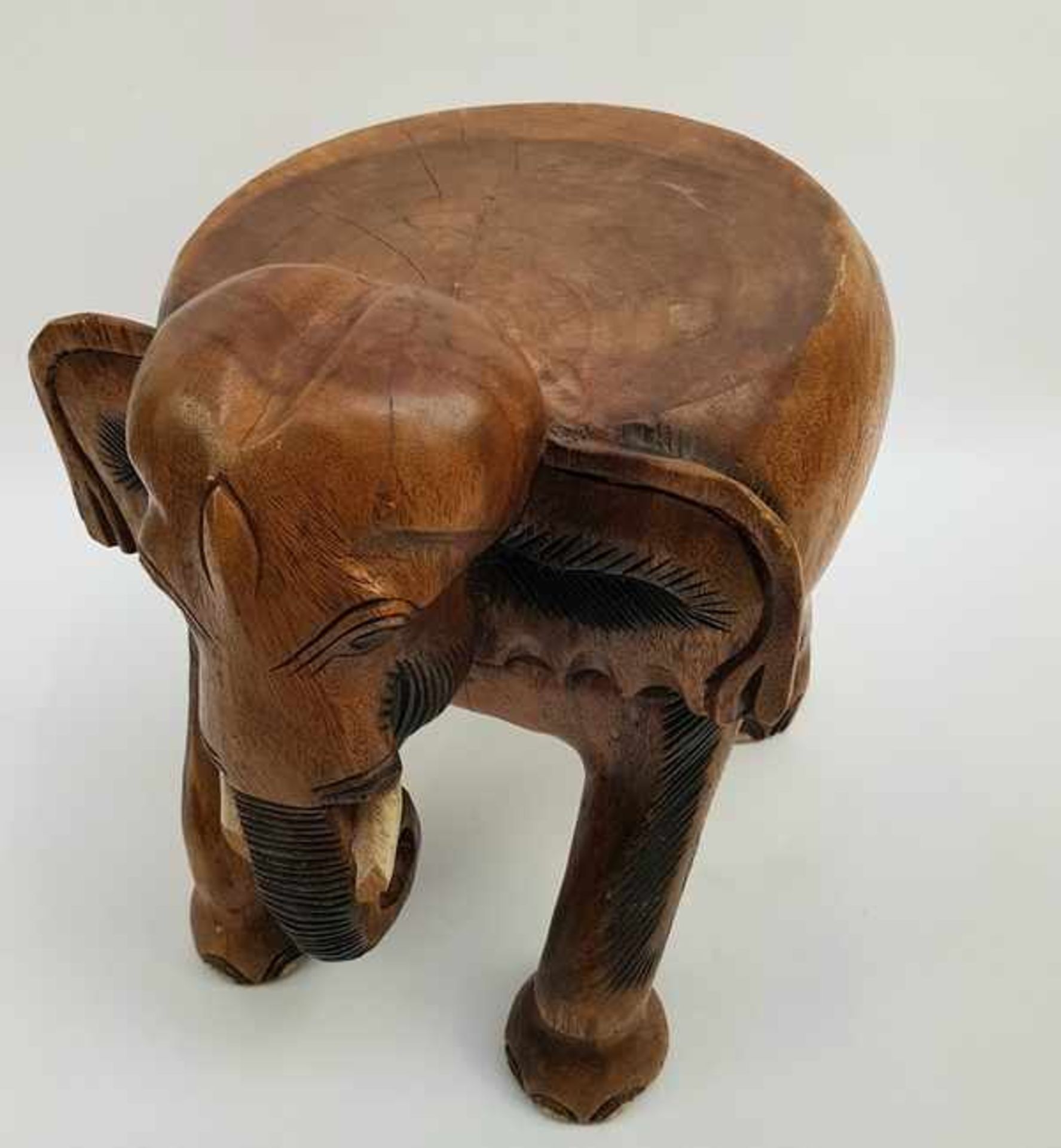 (Curiosa) Houten kruk olifant - Image 3 of 6