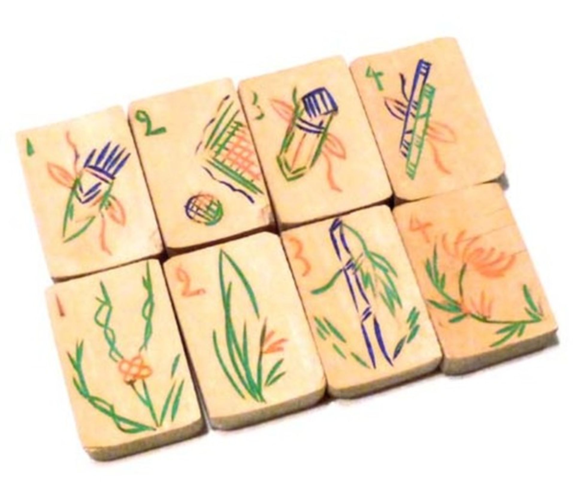 (Mahjong) Mahjong bamboe, schuifdoos met Babcock-karakters, ca. 1924 - Bild 7 aus 8