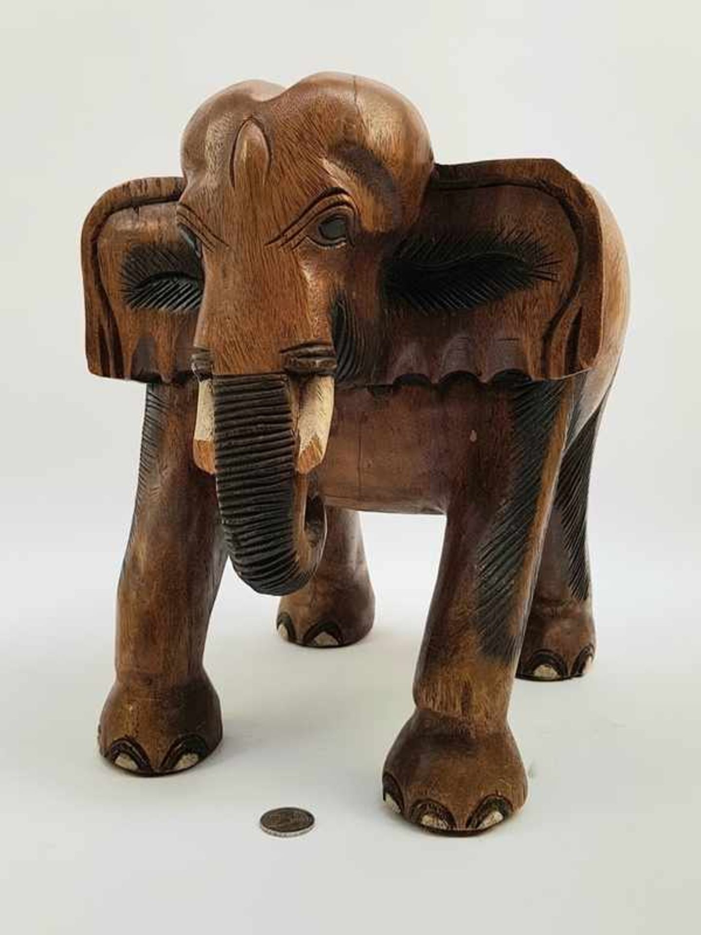 (Curiosa) Houten kruk olifant - Image 2 of 6