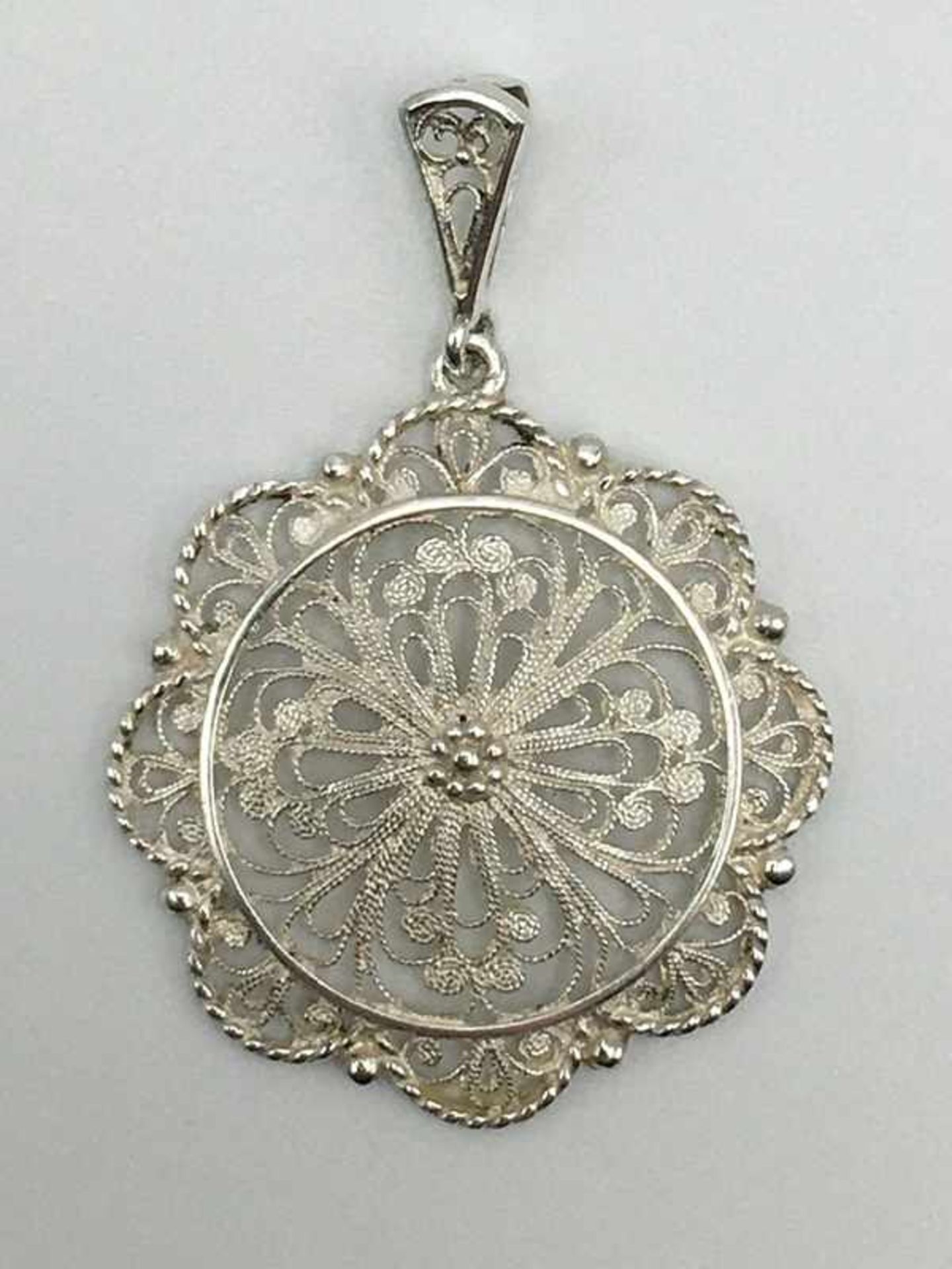 (Zilver) Zilver, Filigrain zilveren broche, midden 20e eeuw