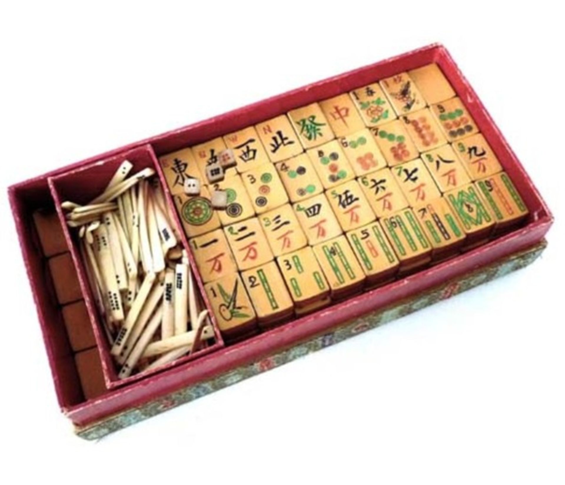 (Mahjong) Mahjong bamboe, langwerpig veelkleurige doos, ca. 1924 - Bild 2 aus 9