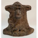 (Aziatica) Terracotta beeld aap met jong